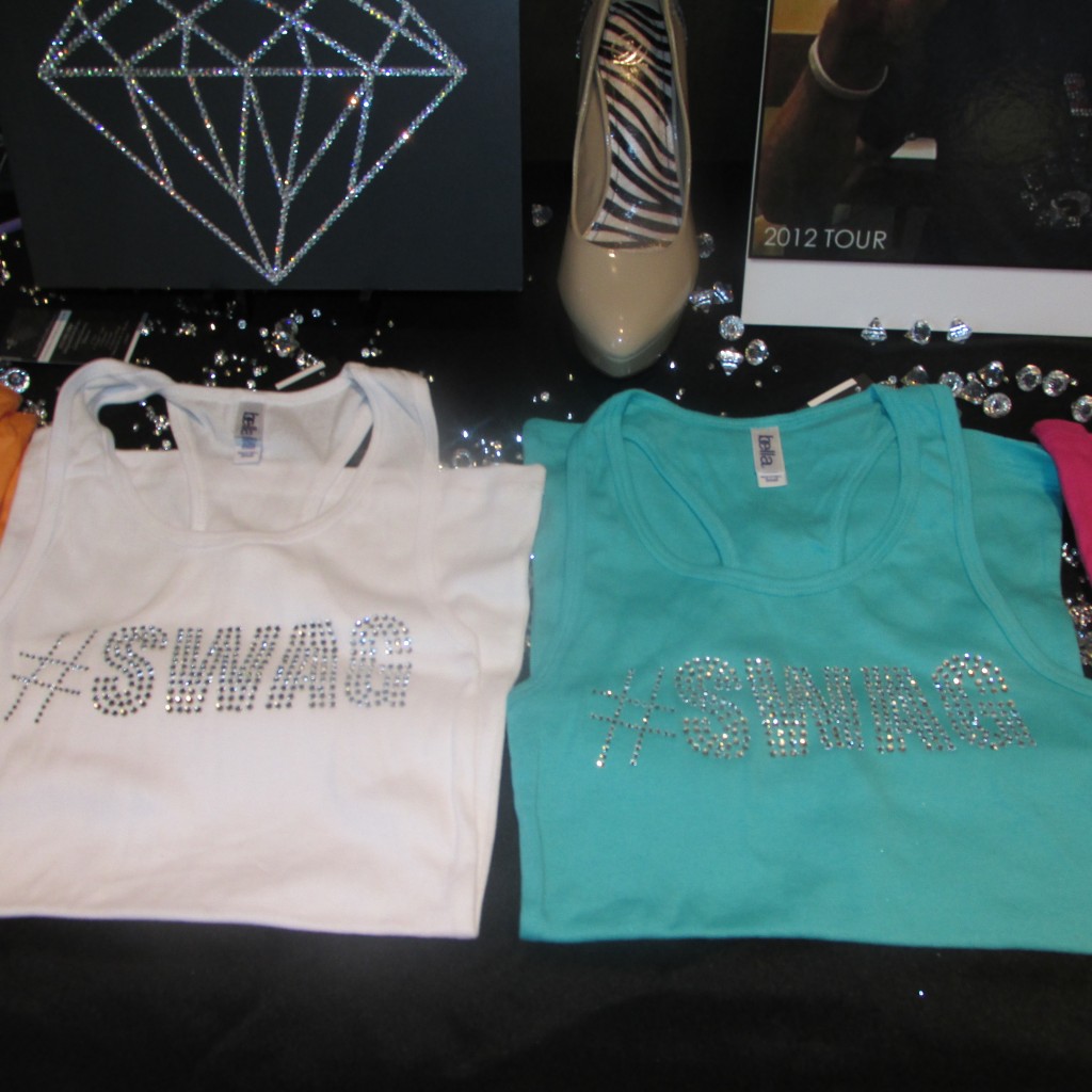 Swag White and turquoise shirts custom bling apparel 