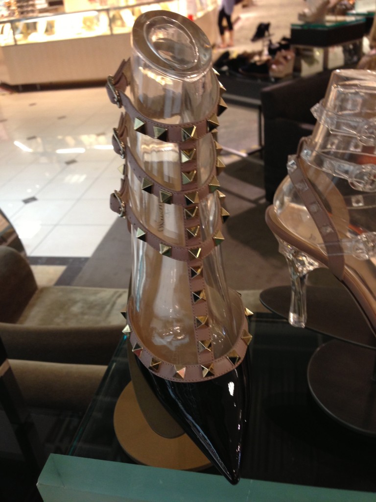 Cream and Black spikey heels Valentino