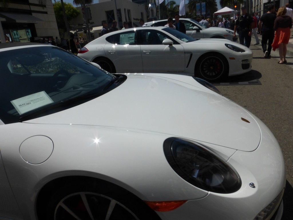 Concours d'Elegance Beverly Hills White Porsche on display.  Fathers day festivities 2013